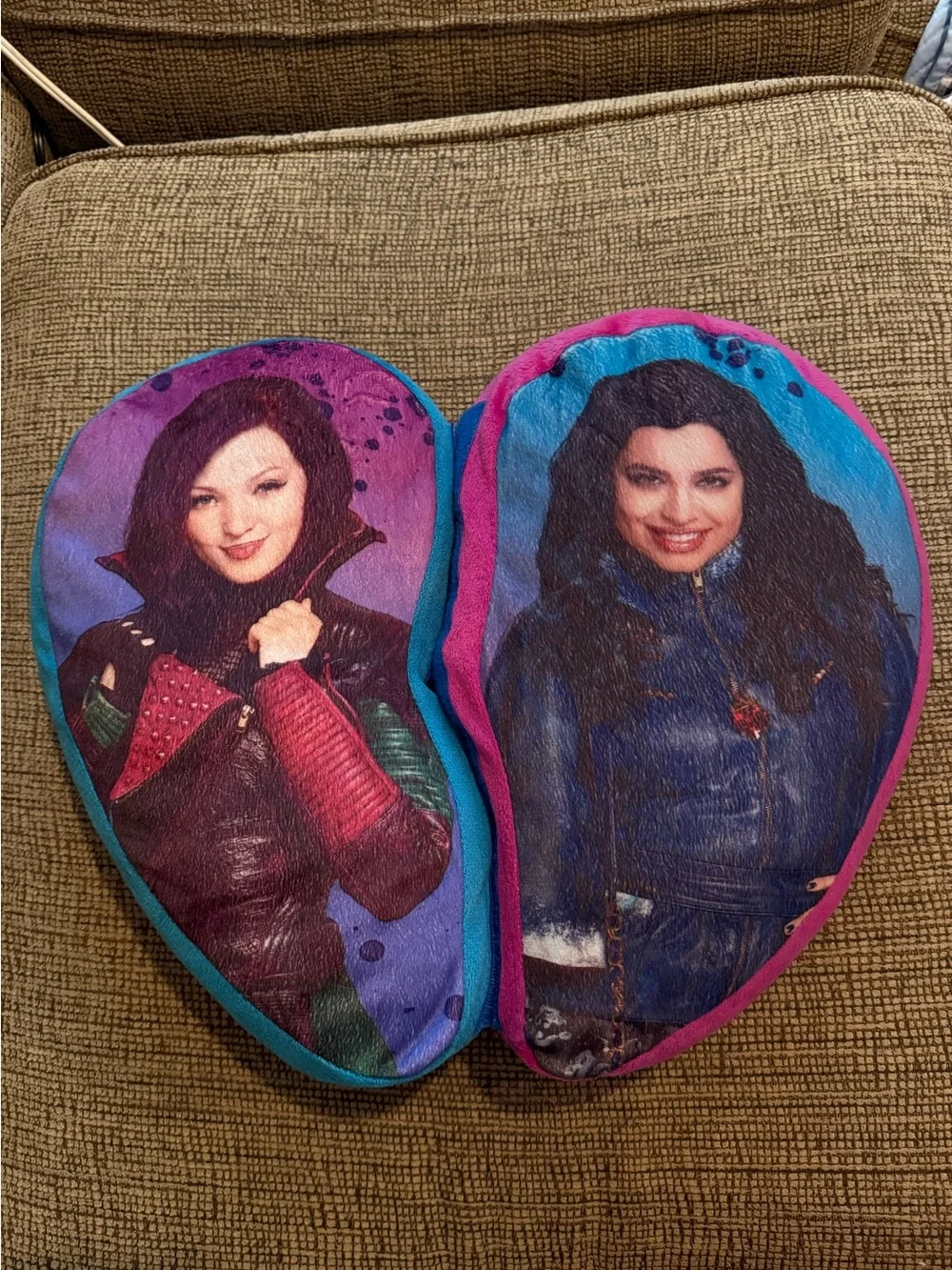 Official Descendants heart pillow, Mal and Evie Disney movie plush